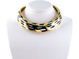 42569 - Circa 1985 Tiffany Gold Pearl Onyx Mosaic Necklace