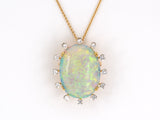 42571 - Circa 1960s F.J. Cooper Platinum Gold Opal Diamond Pin Pendant