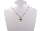 42586 - Gold Emerald Ruby Cross Pendant Necklace