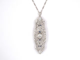 42639 - Art Deco H W Wheeler Platinum Diamond Filigree Pin Pendant Necklace