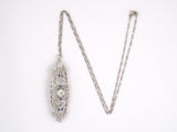 42639 - Art Deco H W Wheeler Platinum Diamond Filigree Pin Pendant Necklace