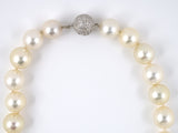 42651 - SOLD - Gold South Sea Pearl Diamond Ball Necklace