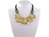 42692 - Gold Leaf With Leather Cord Necklace