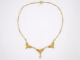 42767 - Gold Platinum Diamond Leaf Drop Dangle Necklace