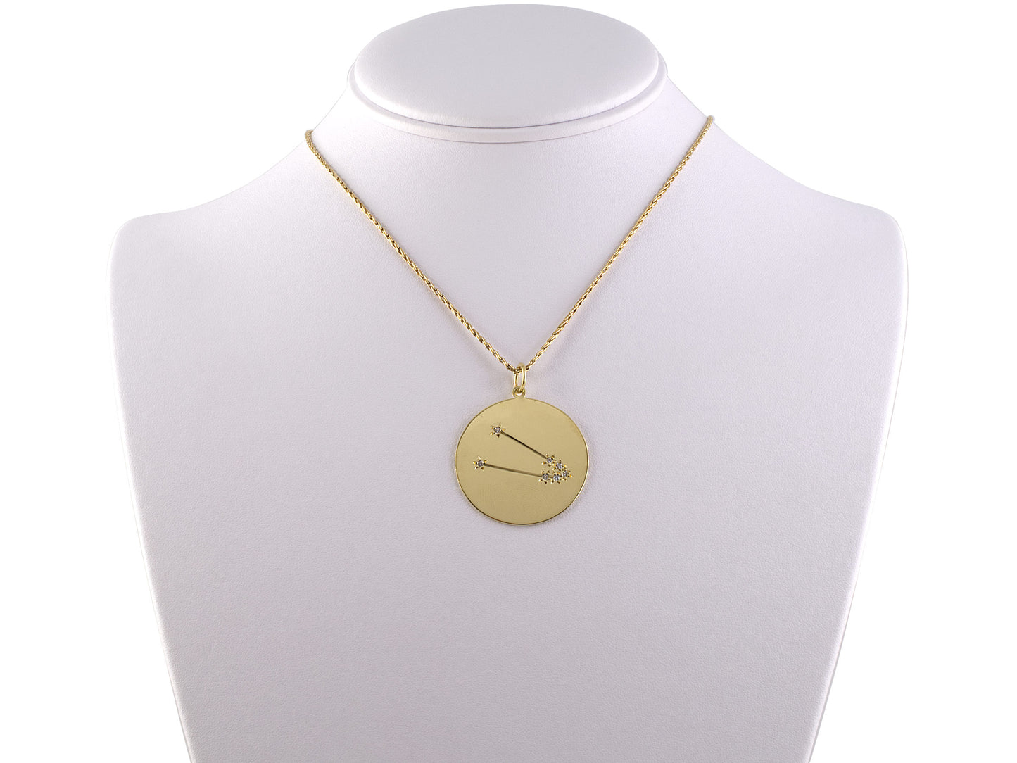 42775 - Chalson Gold Diamond Taurus Star Disc Pendant Necklace