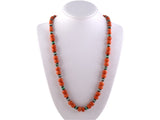 42825 - SOLD - Art Deco Platinum Diamond Coral Bead Jadeite Onyx Necklace