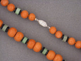 42825 - SOLD - Art Deco Platinum Diamond Coral Bead Jadeite Onyx Necklace