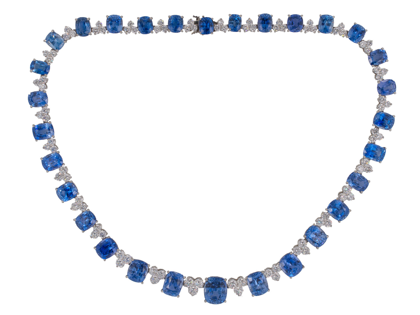 42887 - Platinum AGL Sapphire Diamond Necklace