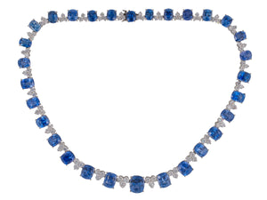 42887 - Platinum AGL Sapphire Diamond Necklace