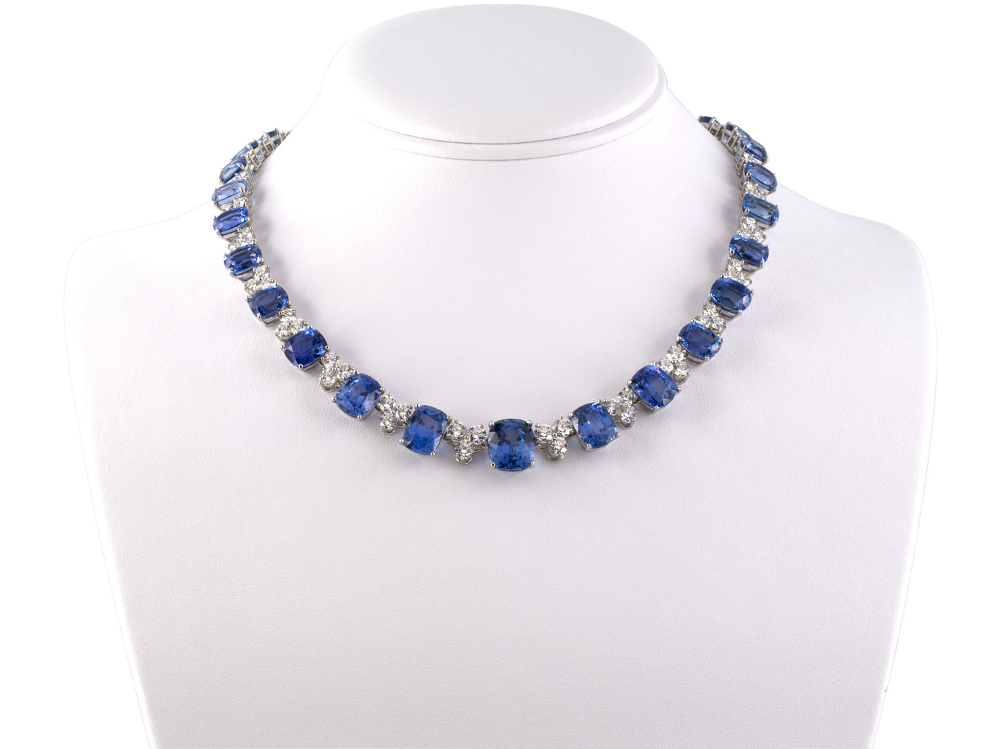 42887 - Platinum AGL Sapphire Diamond Necklace