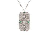 42897 - Art Deco Platinum Diamond Emerald Pin Pendant