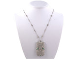 42897 - Art Deco Platinum Diamond Emerald Pin Pendant