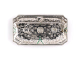 42897 - Art Deco Platinum Diamond Emerald Pin Pendant