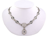 42936 - Art Deco Platinum Gold Sapphire Diamond Enamel Crystal Drop Dangle Necklace