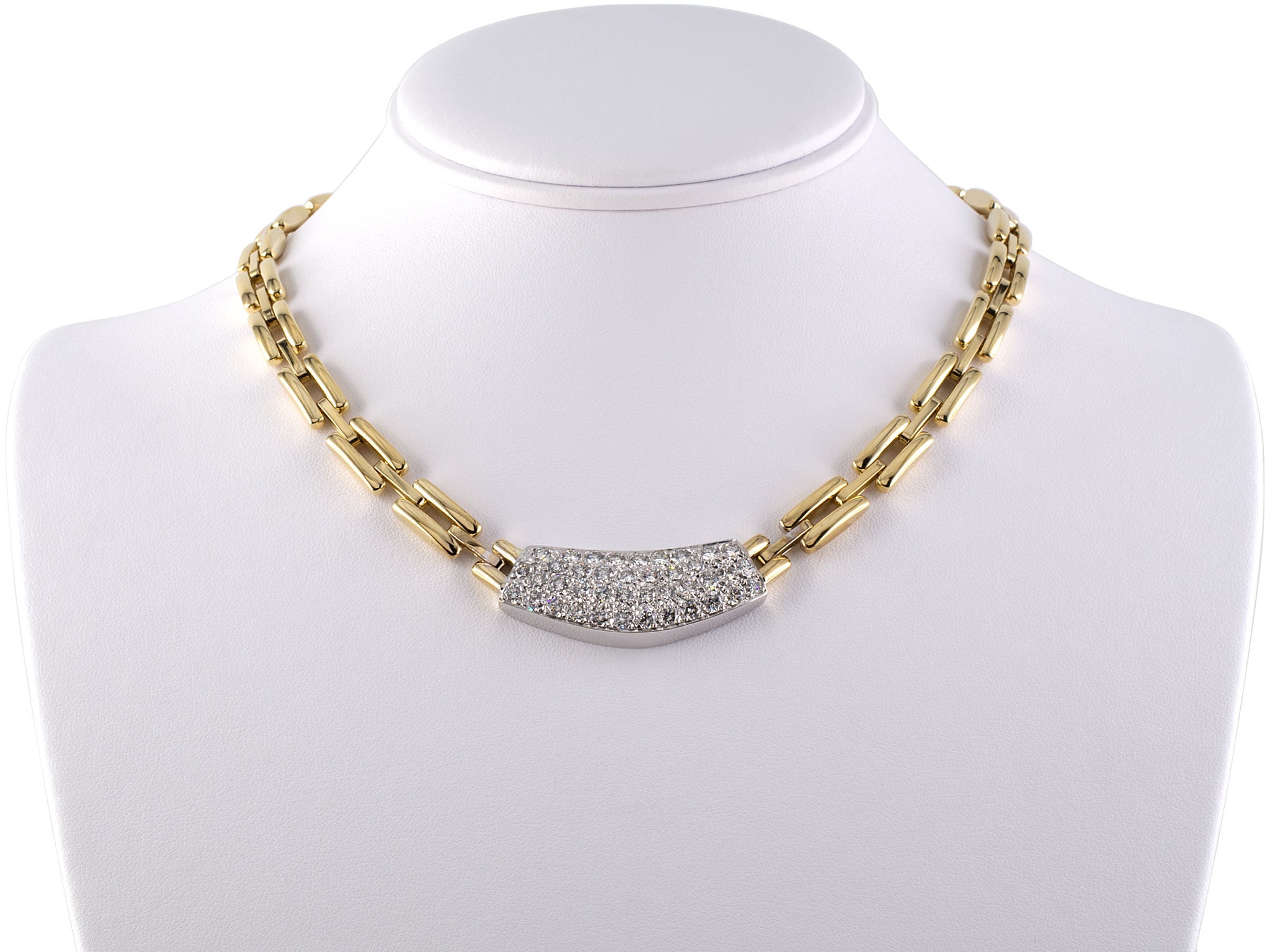 Ciner Crystal Black Gold Panther Head Link Necklace
