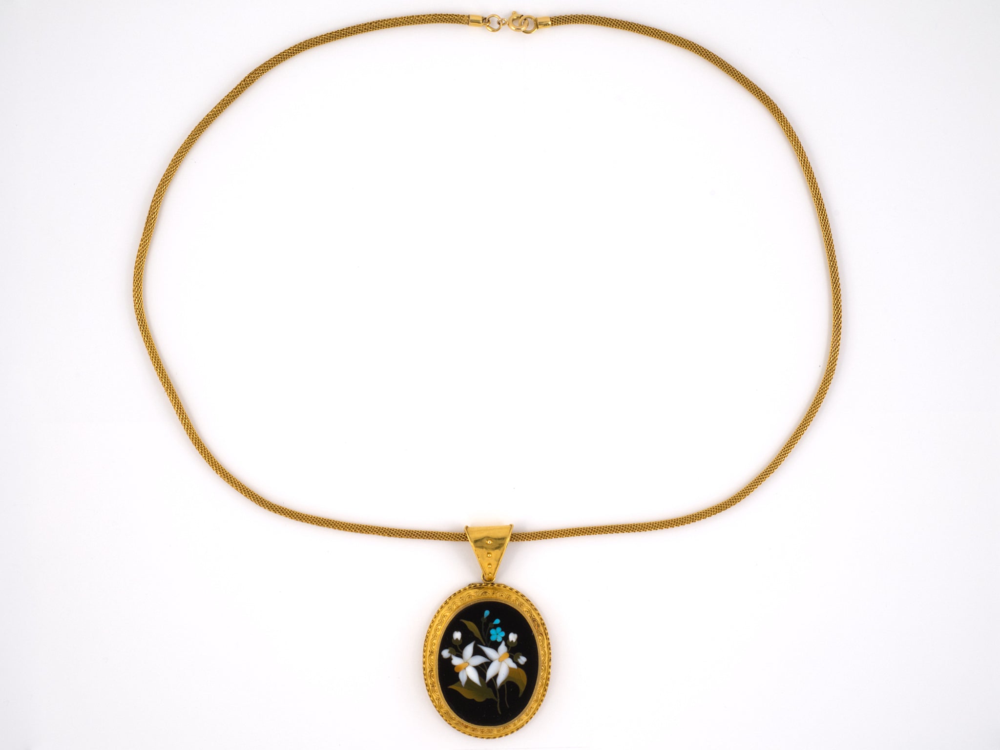 42991 - Victorian Circa 1860 Etruscan Revival Gold Flower Locket