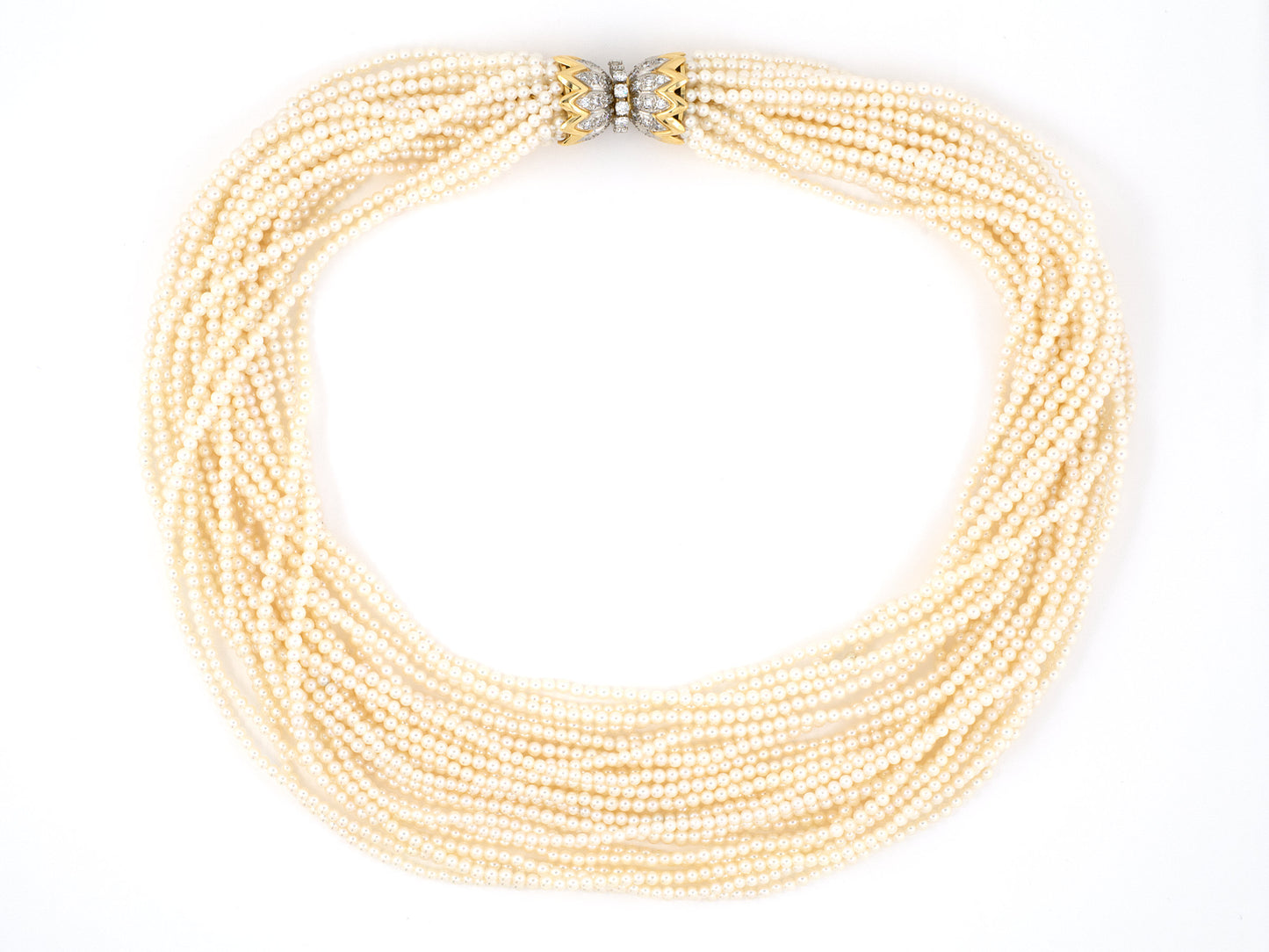 42994 - Schlumberger Tiffany Masse Platinum Gold Diamond Emerald Turquoise Pearl Nesting Torsade Necklace