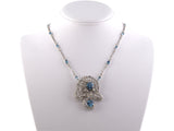 43036 - Circa 1950 Platinum Diamond Aqua Pendant Necklace