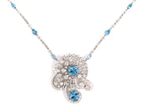 43036 - Circa 1950 Platinum Diamond Aqua Pendant Necklace