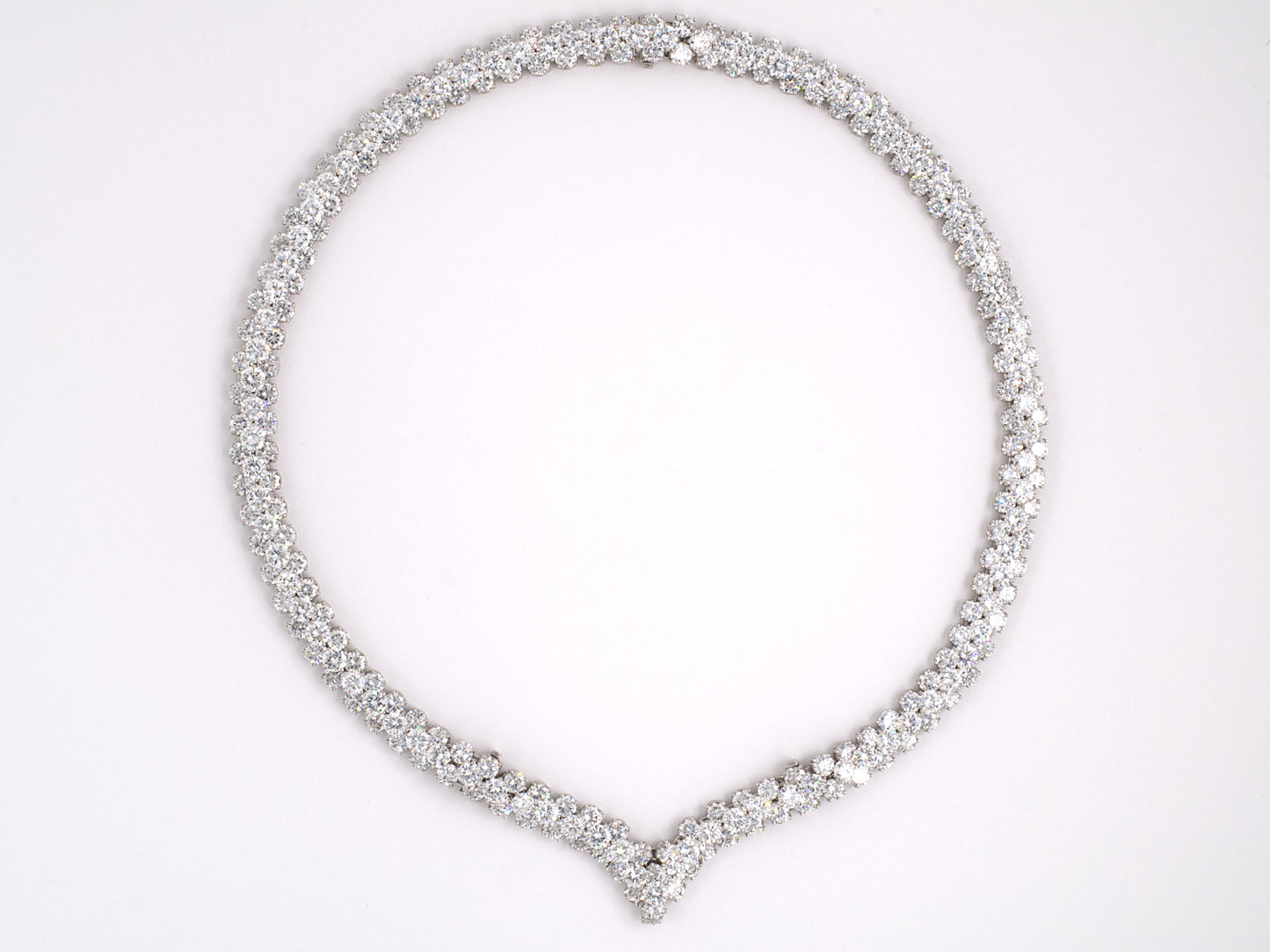 43048 - Circa 1966 Van Cleef & Arpels Platinum Diamond 3-Row Flexible Necklace