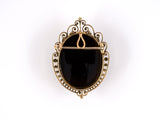 43069 - Victorian Gold Agate Cameo Pin Pendant Drop Dangle Necklace