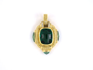 43115 - Circa 2005 Judith Ripka Gold Diamond Synthetic Quartz Pendant