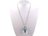 43129 - Circa 1950 Platinum Blue Topaz Diamond Pendant Necklace