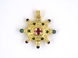43144 - Judith Ripka Gold Diamond Tourmaline Pearl Galaxy Pin