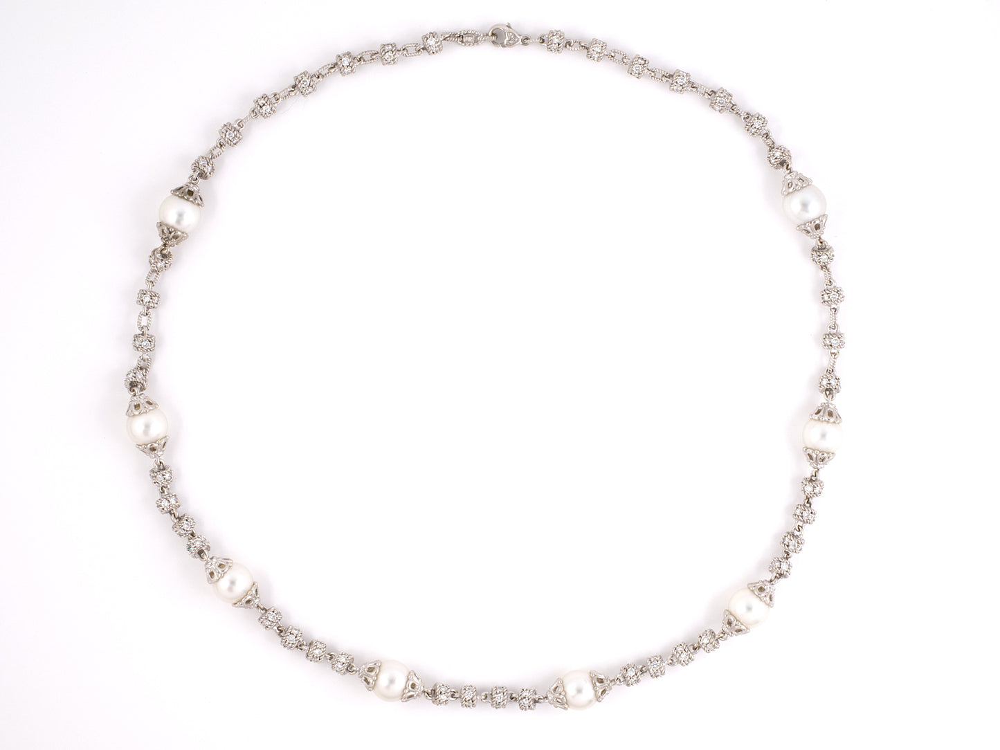 43145 - SOLD - Circa 2006 Judith Ripka Gold South Sea Pearl Diamond Necklace