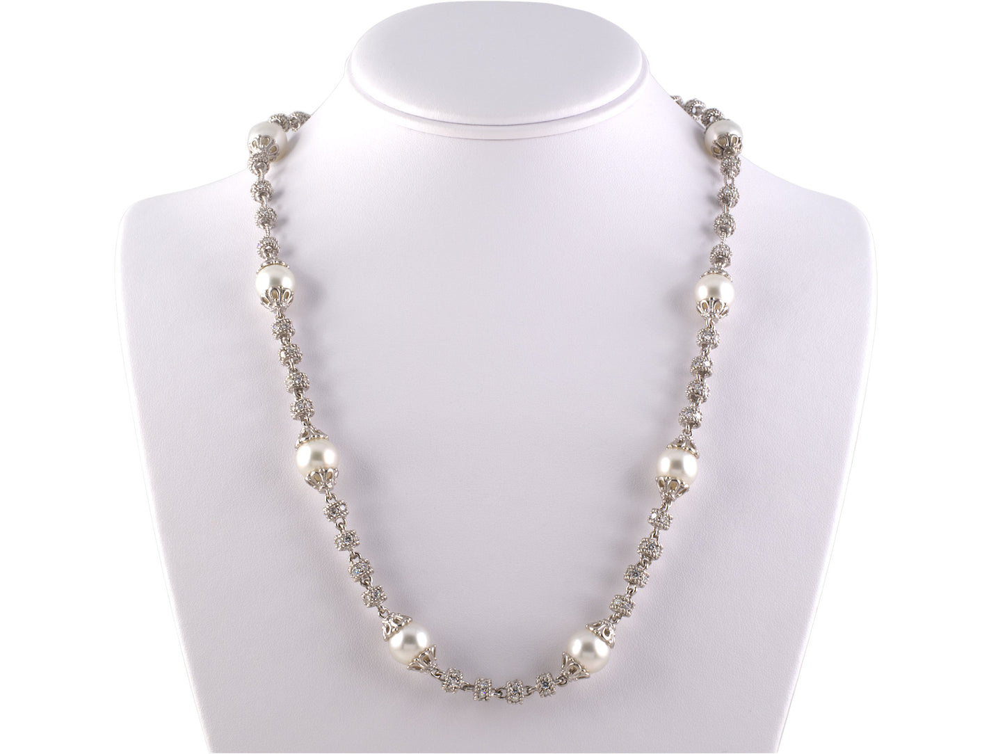 43145 - SOLD - Circa 2006 Judith Ripka Gold South Sea Pearl Diamond Necklace
