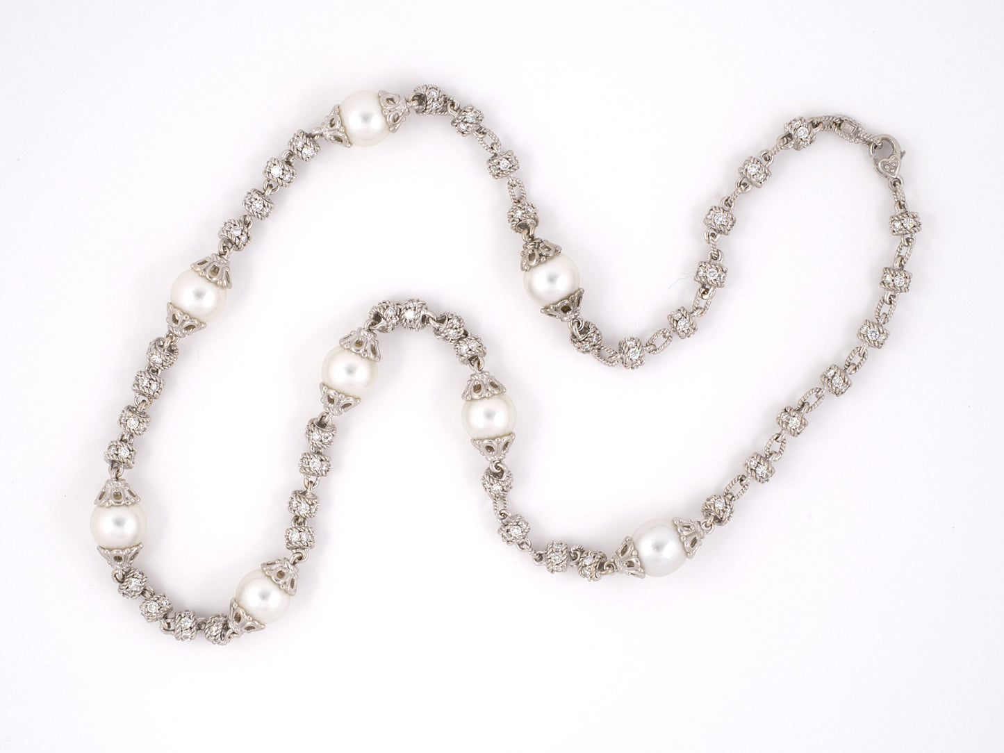 43145 - SOLD - Circa 2006 Judith Ripka Gold South Sea Pearl Diamond Necklace