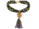 43149 - Gold Peridot Amethyst Pearl Flower Bird Pendant Necklace