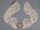 43187 - Art Deco Platinum Center Diamond Pearl Choker