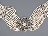 43187 - Art Deco Platinum Center Diamond Pearl Choker