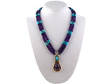 43240 - Turquoise Amethyst Necklace With Gold Diamond Pendant