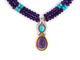 43240 - Turquoise Amethyst Necklace With Gold Diamond Pendant