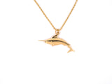 43254 - SOLD - 14k Yg Sword Fish Pendant With 17 1/2 Wheat Chain Necklace