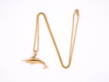 43254 - SOLD - 14k Yg Sword Fish Pendant With 17 1/2 Wheat Chain Necklace