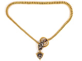 43290 - Victorian Circa 1845 Gold Silver Diamond Garnet Snake Necklace
