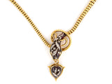 43290 - Victorian Circa 1845 Gold Silver Diamond Garnet Snake Necklace