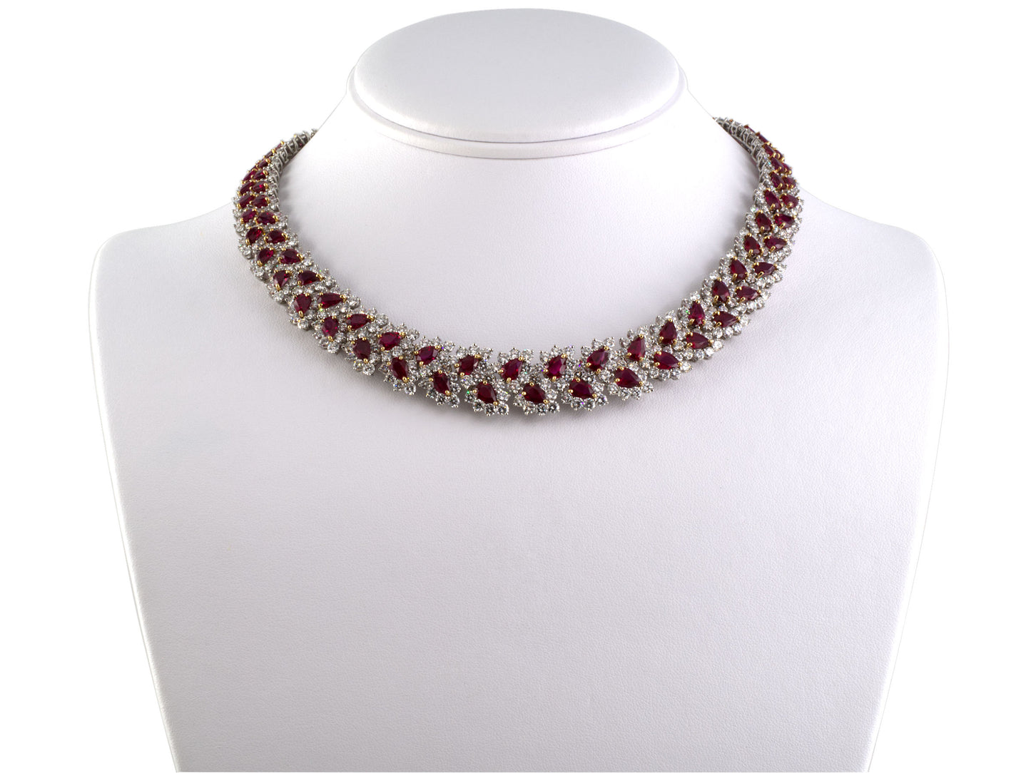 43316 - Circa 2002 Tiffany Platinum Gold Diamond Ruby Necklace