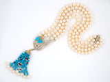 43332 - SOLD - Gold Pearl Diamond Ruby Turquoise Necklace