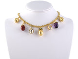 43366 - Boregaard Gold Diamond Emerald Sapphire Jasper Amethyst Eggs Pendants Necklace