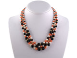 43372 - Gold Diamond Coral Pearl Onyx Necklace