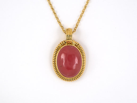 43399 - Gold Rhodochrosite Oval Pendant Necklace