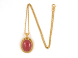 43399 - Gold Rhodochrosite Oval Pendant Necklace