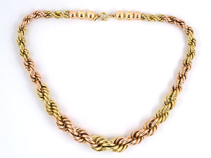 43430 - SOLD - Retro Gold Twist Rope Necklace