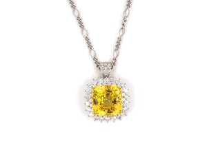 43439 - Platinum AGL Yellow Sapphire Diamond Pendant