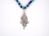 43489 - SOLD - Platinum Diamond Turquoise Amethyst Bead Drop Dangle Pendant Necklace