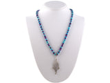 43489 - SOLD - Platinum Diamond Turquoise Amethyst Bead Drop Dangle Pendant Necklace